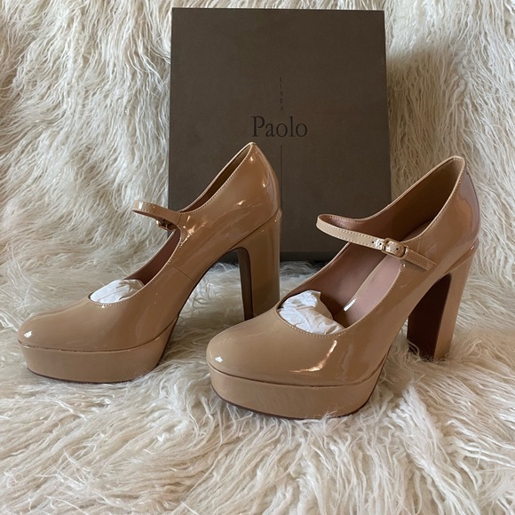 NWT Linea Paolo Isadora Mary Jane Platform Pumps, Maple Sugar Patent, Size 9.5 - Picture 2 of 10